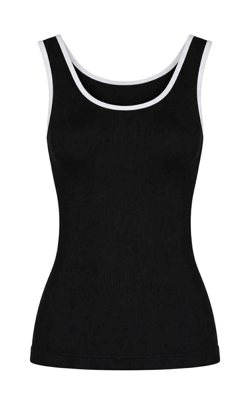 Tim & Simonsen Topp - Marie Rib - Nero/Bianco