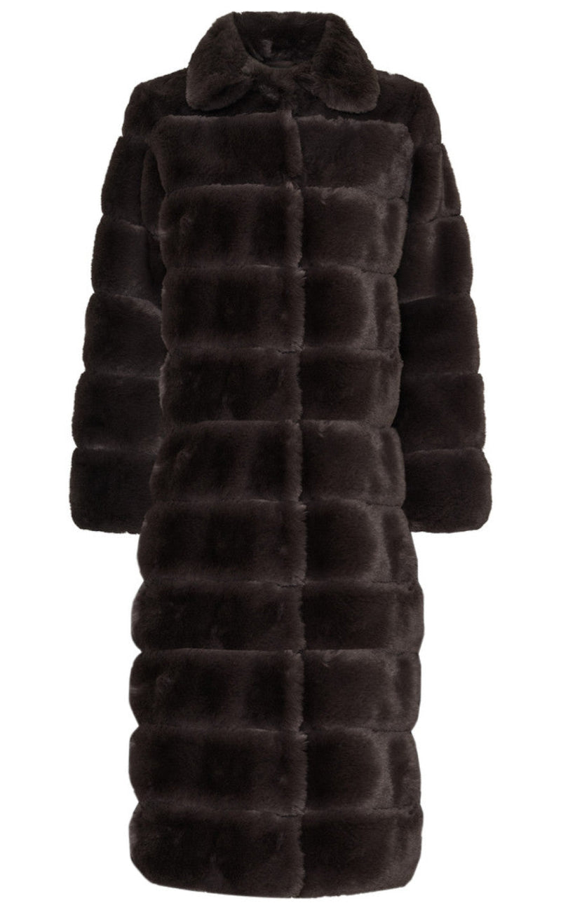 Notyz Jakke - Fake Fur Long - Chocolate