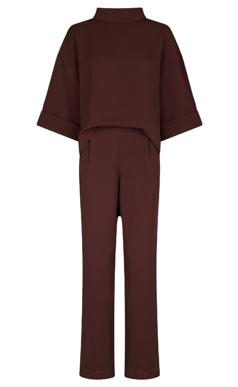 Neo Noir Jumpsuit - Arlo Crepe - Burgundy