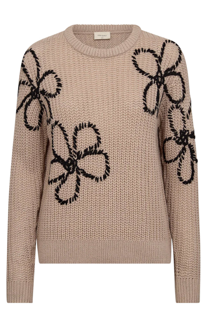 FreeQuent Genserbluse - Cox-Pullover - Simply Taupe W. Black