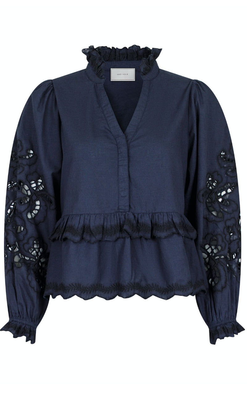 Neo Noir Bluse - Kimmo Embroidery - Black