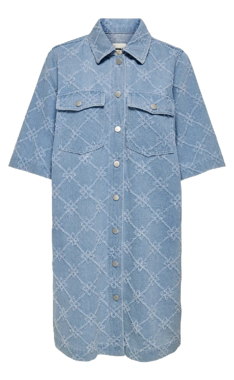 ONLY Kjole - Belle Print - Light Blue Denim