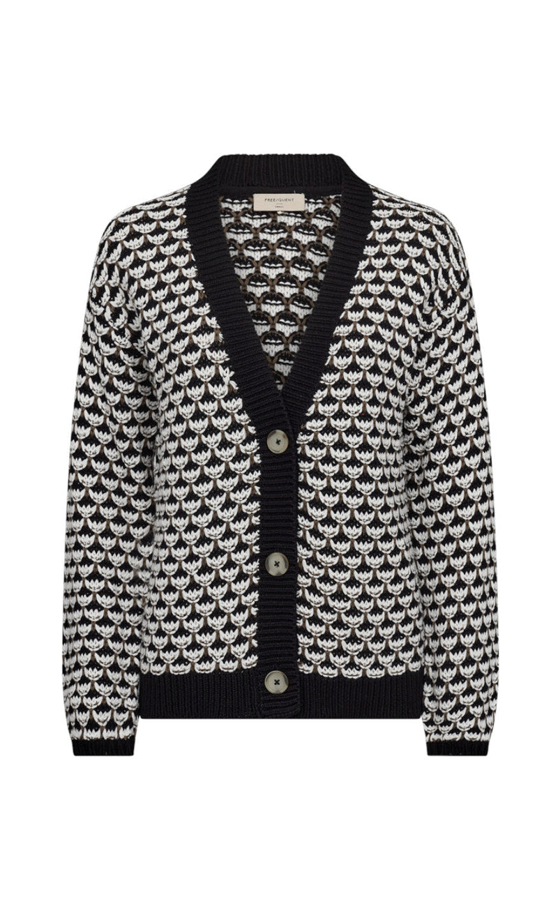 Freequent Cardigan - Flippy - Black W. Off White