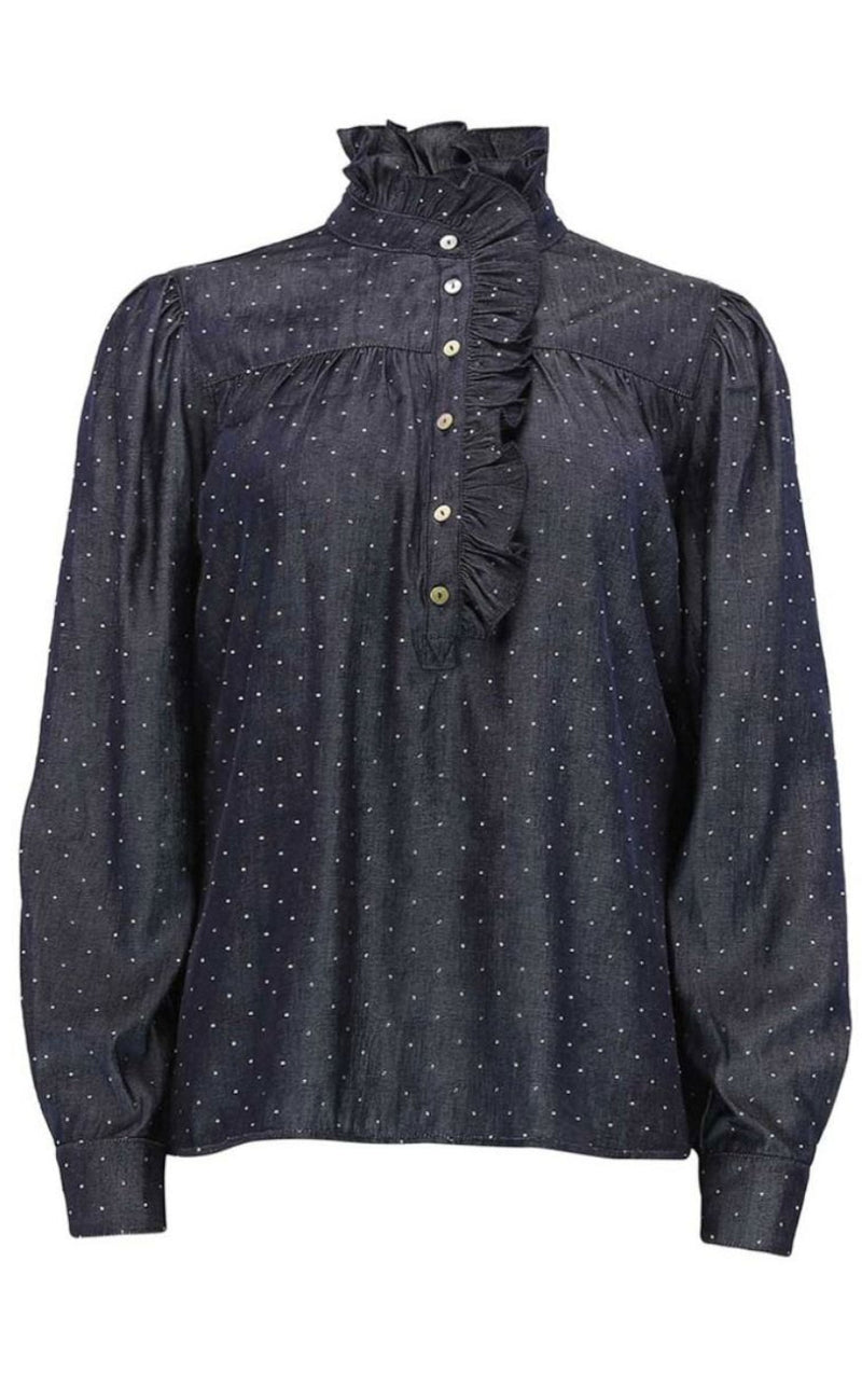 Continue Bluse - Ariana Studs - Dark blue