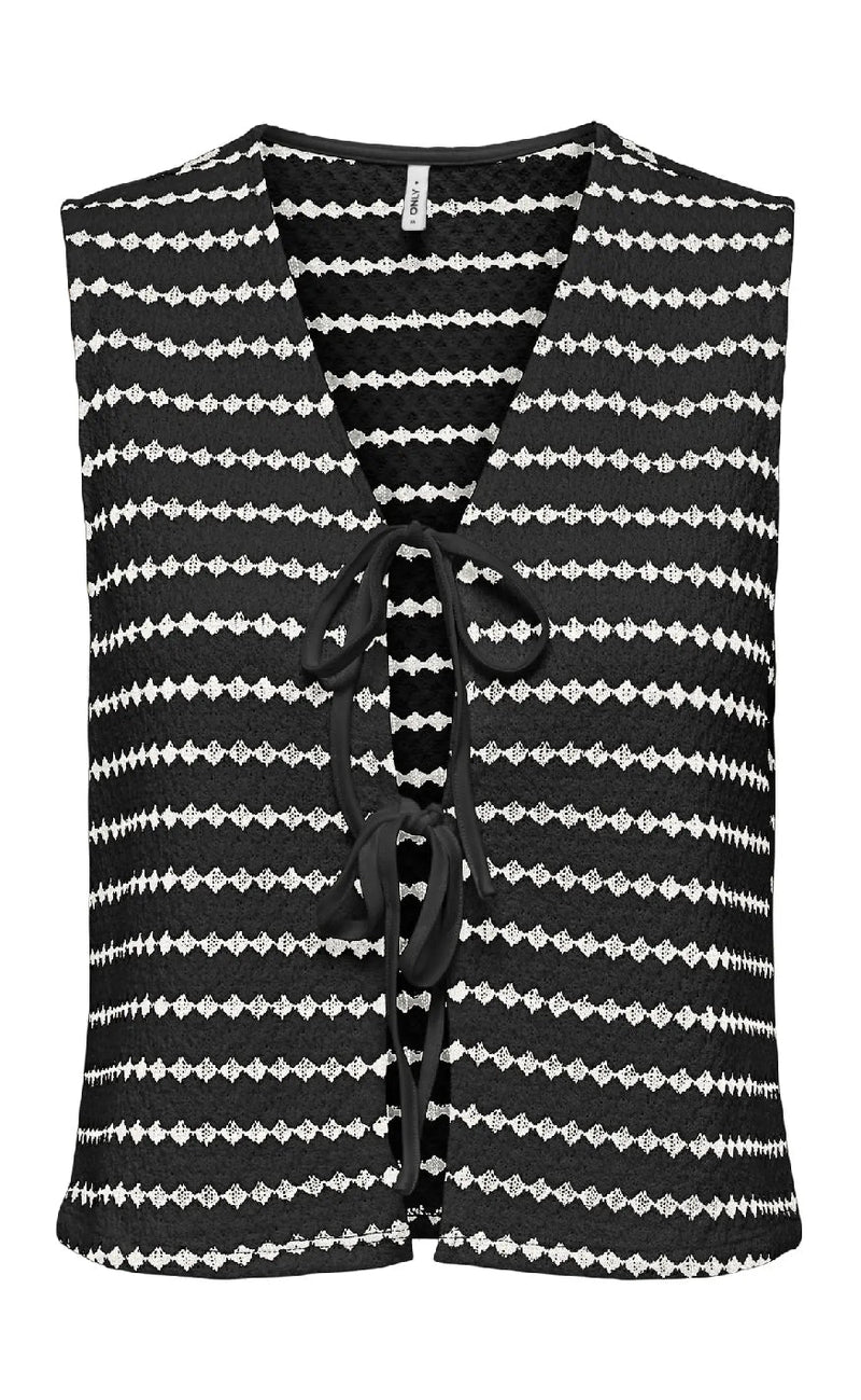 ONLY Vest - Eva Stripe - Black/Cloud Dancer