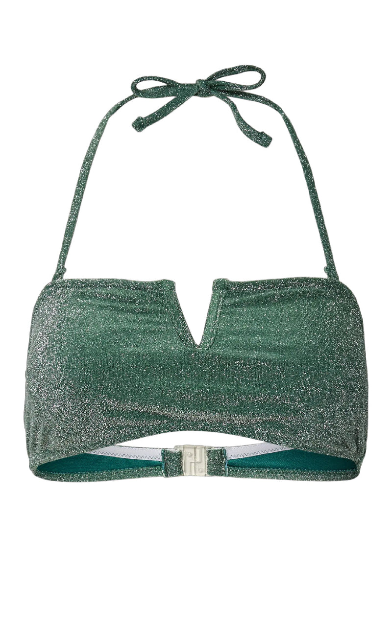 Pieces Bikinitopp - Bling - Dark Green/Silver Lurex