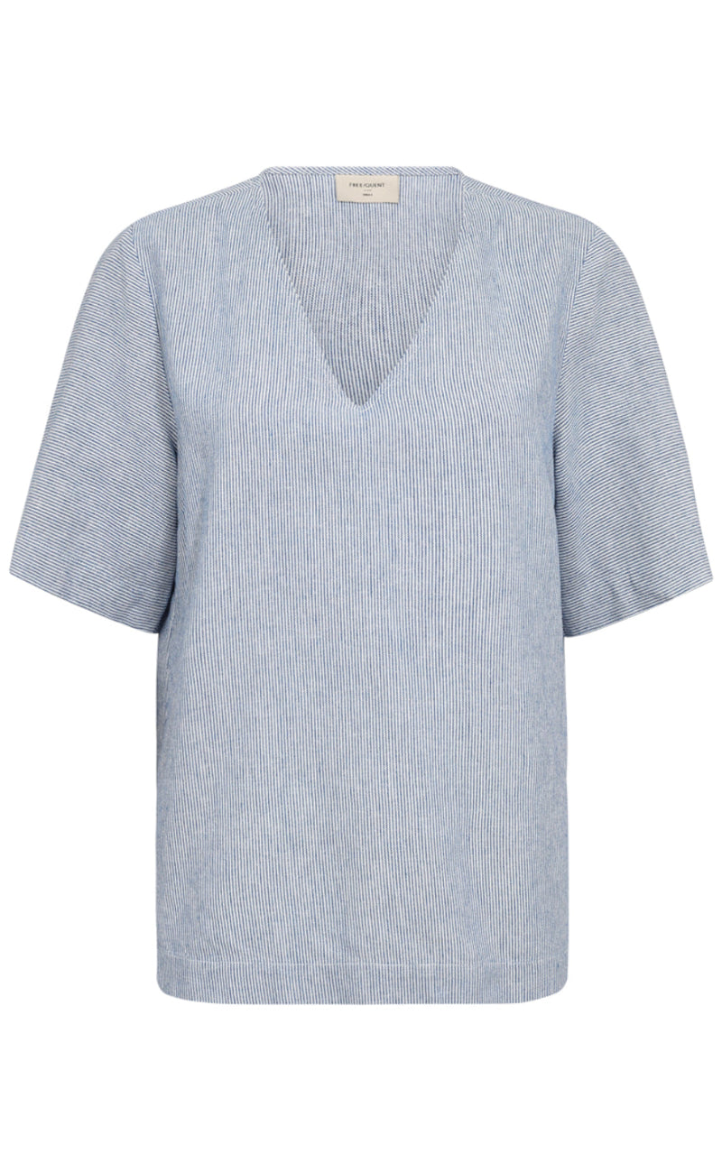 Freequent Bluse - Lava - Off White w. Nebulas Blue