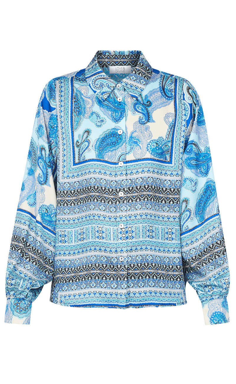 Love & Divine Skjorte - Love1084 - Blue Scarf