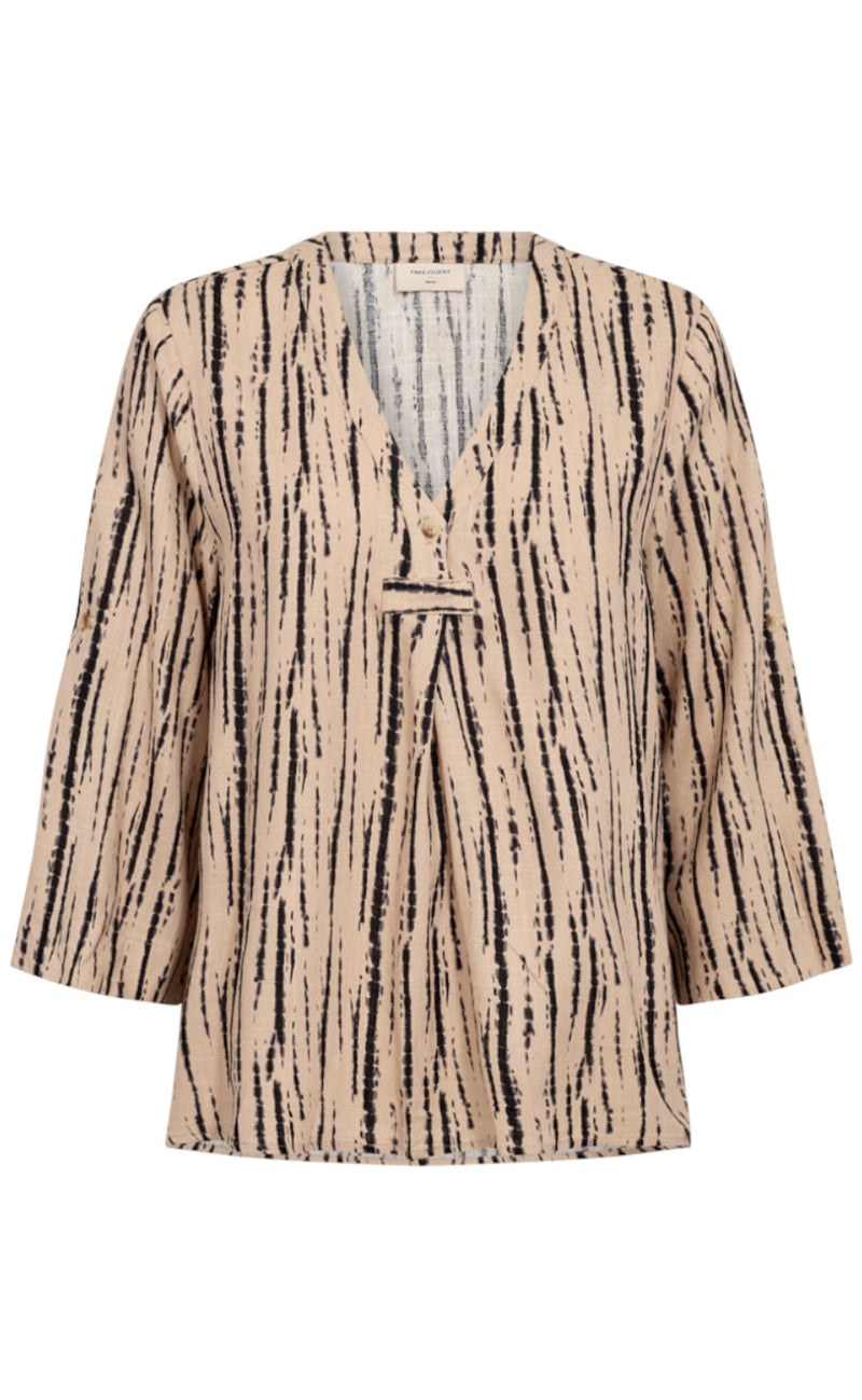 Freequent Bluse - Larin - Sand Melange w. Black