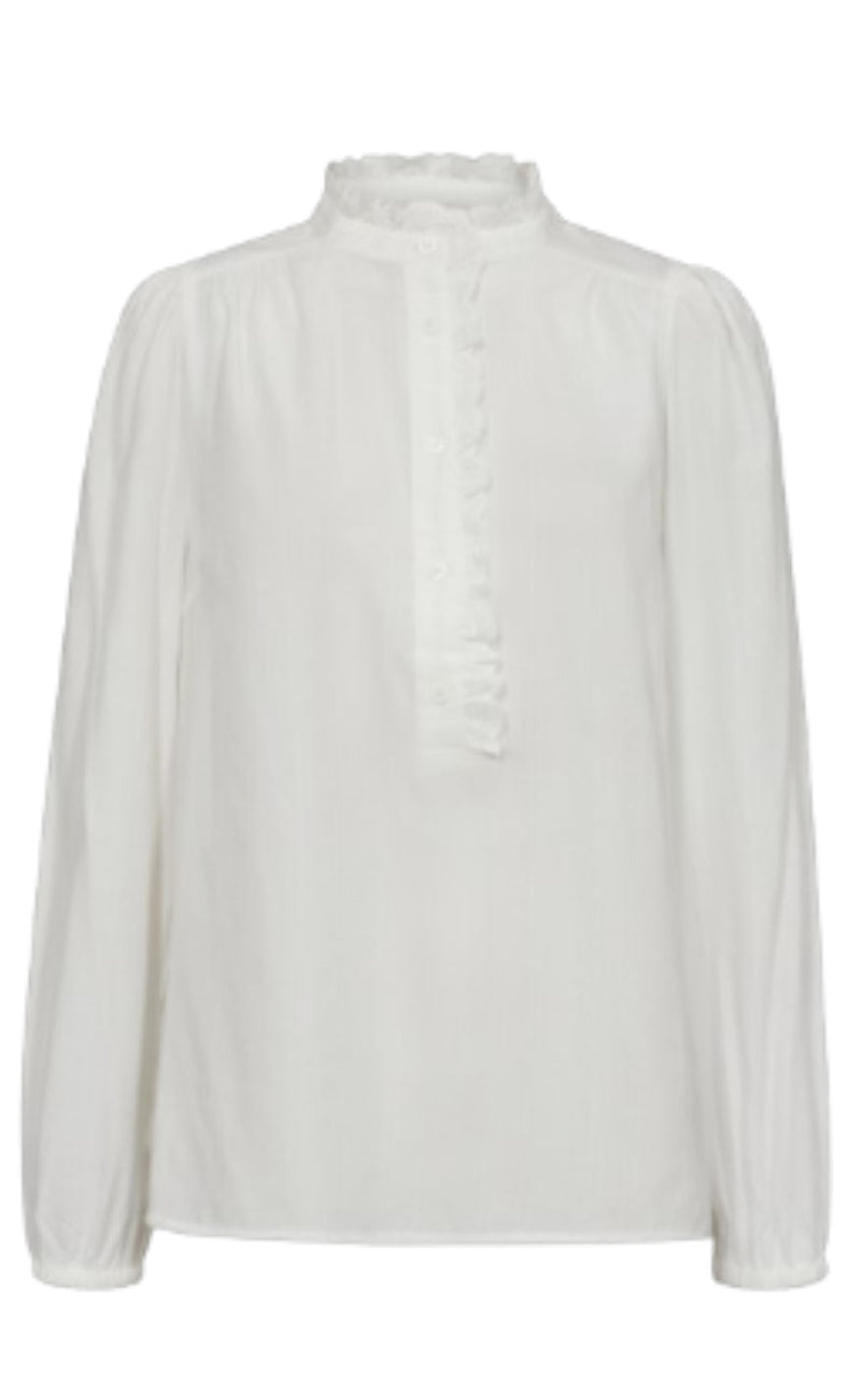 Freequent Bluse - Sea - Off White