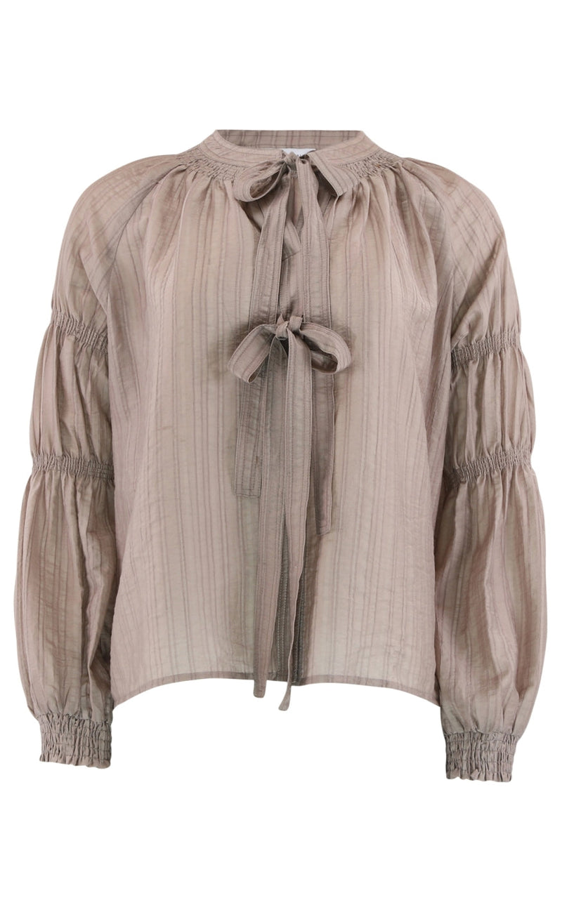 Continue Bluse - Mona bow - Nougat