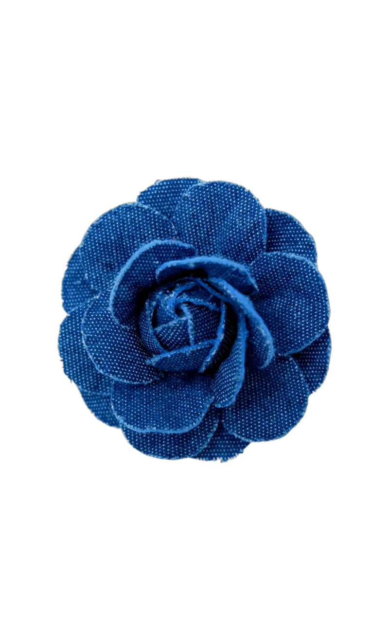 Black Colour Spænde - Small Flower Brooch - Denim