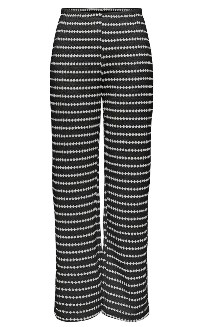 ONLY Bukser - Eva Stripe - Black/Cloud Dancer