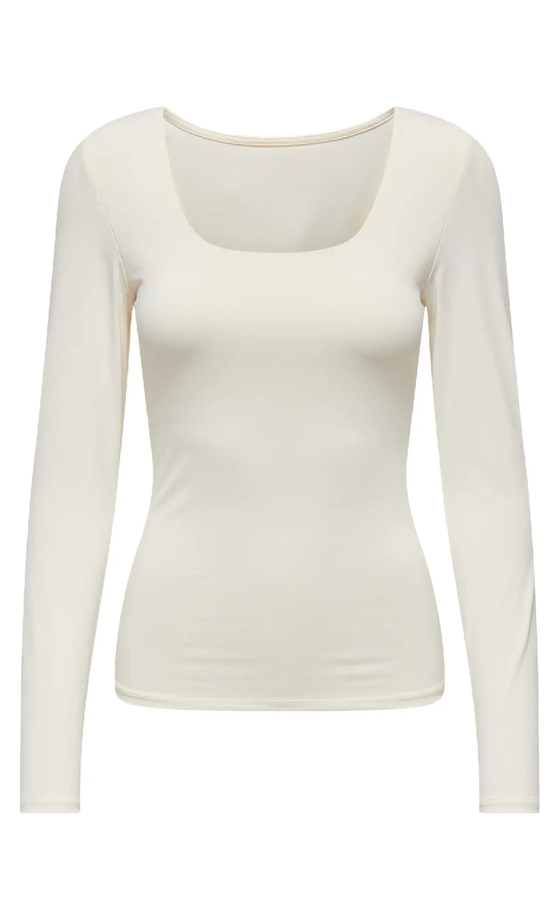 ONLY Bluse - Ea 2 Ways Deep Neck - Cloud Dancer