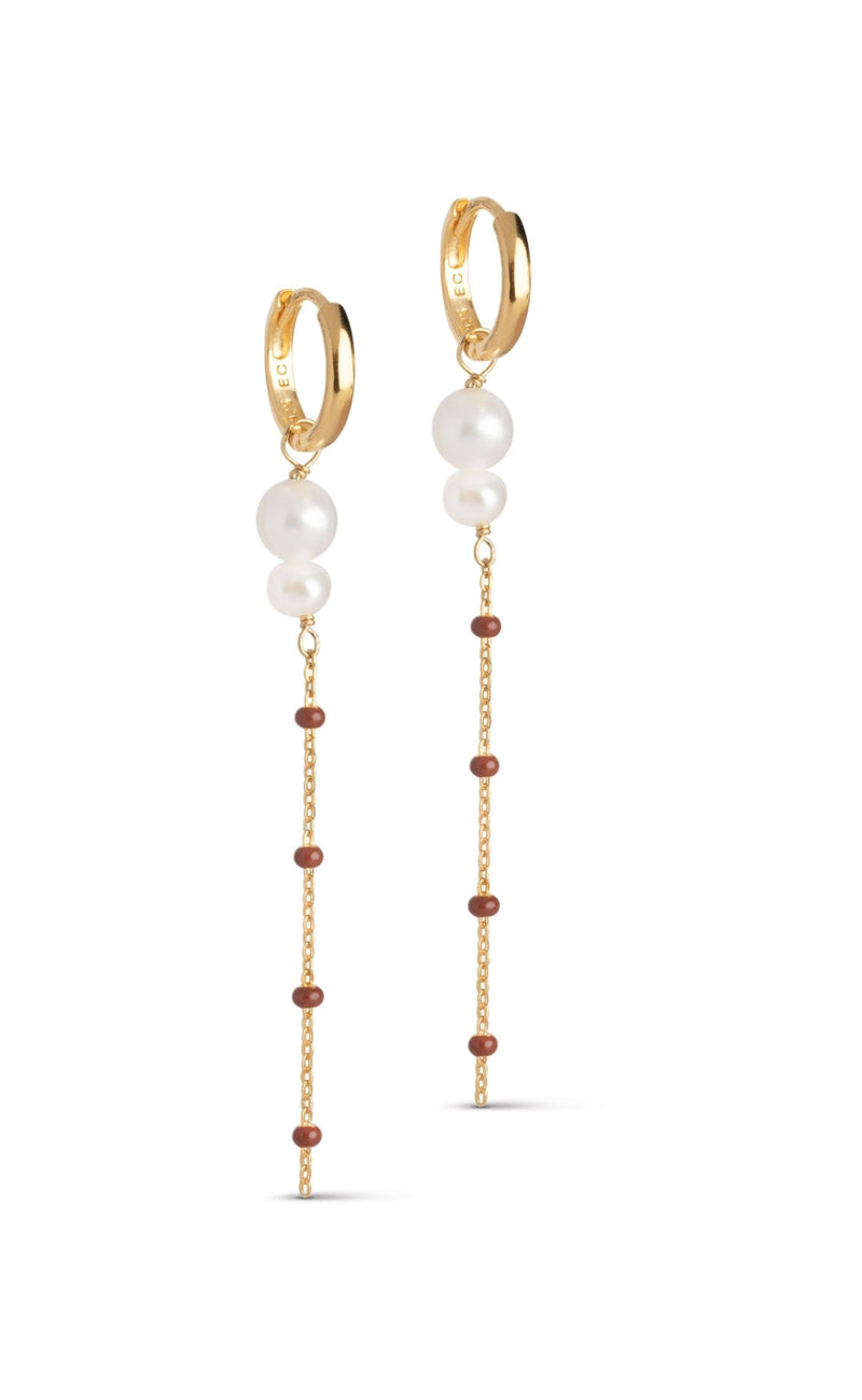 Enamel Copenhagen Øreringer - Lola Double Pearl Hoops - Copper