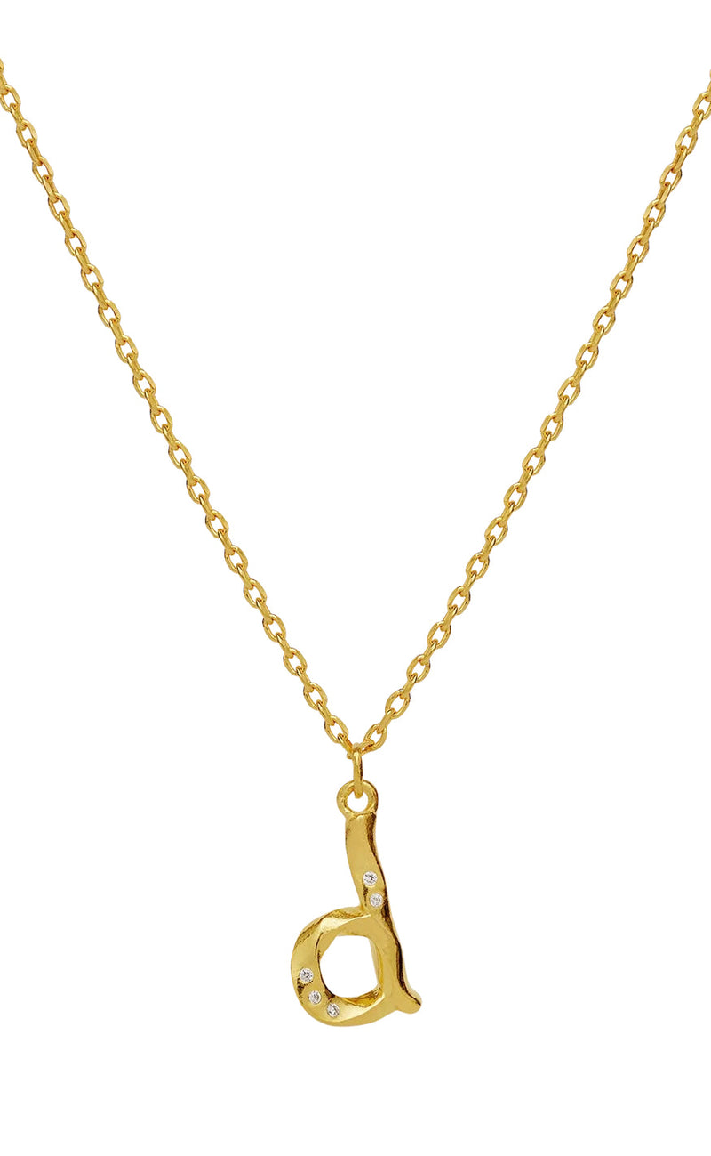 Maanesten Halskjede - D Alphabet - Gold Colour