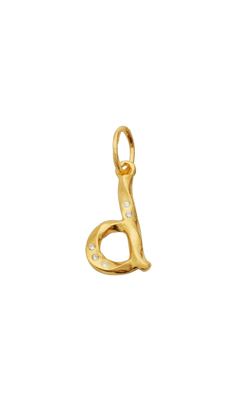 Maanesten Vedhæng - D Alphabet - Gold Colour