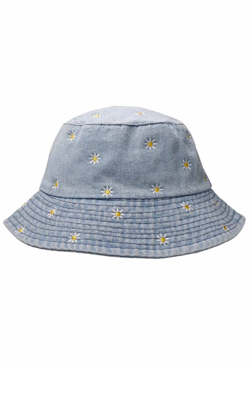 Black Colour BølleHatt - Daisy - Lt. Denim Blue