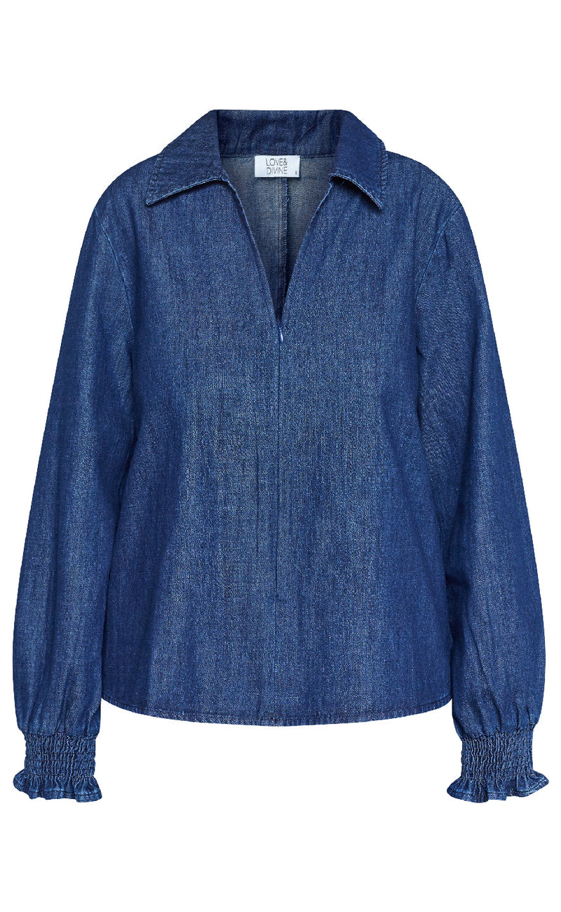 Love & Divine Bluse - Love1391 - D. Denim