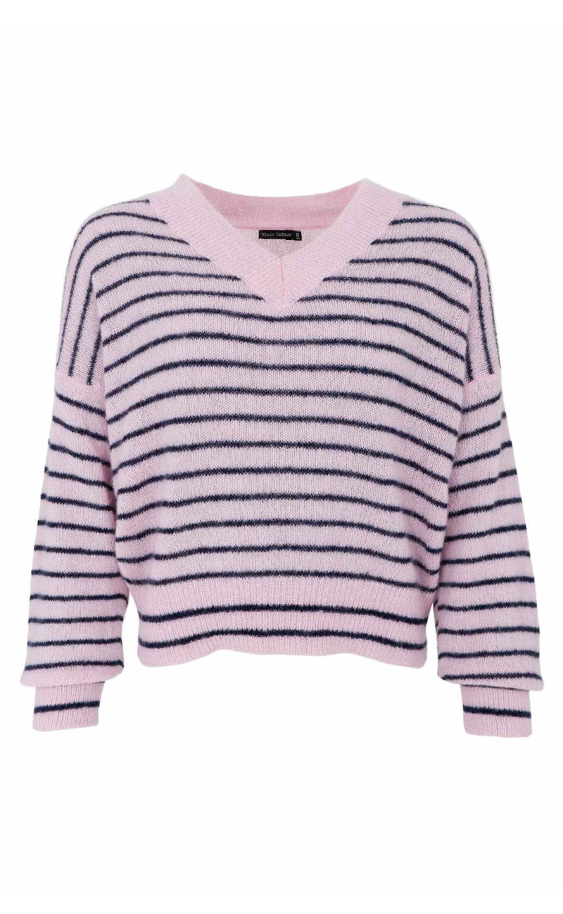 Black Colour Genser - Dell Striped - Rose