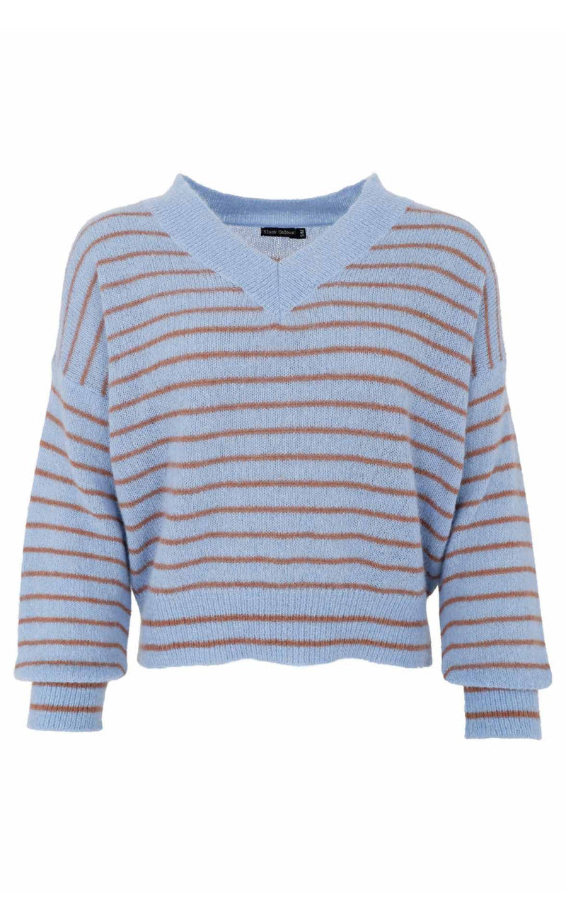 Black Colour Genser - Dell Striped - Lt. Blue