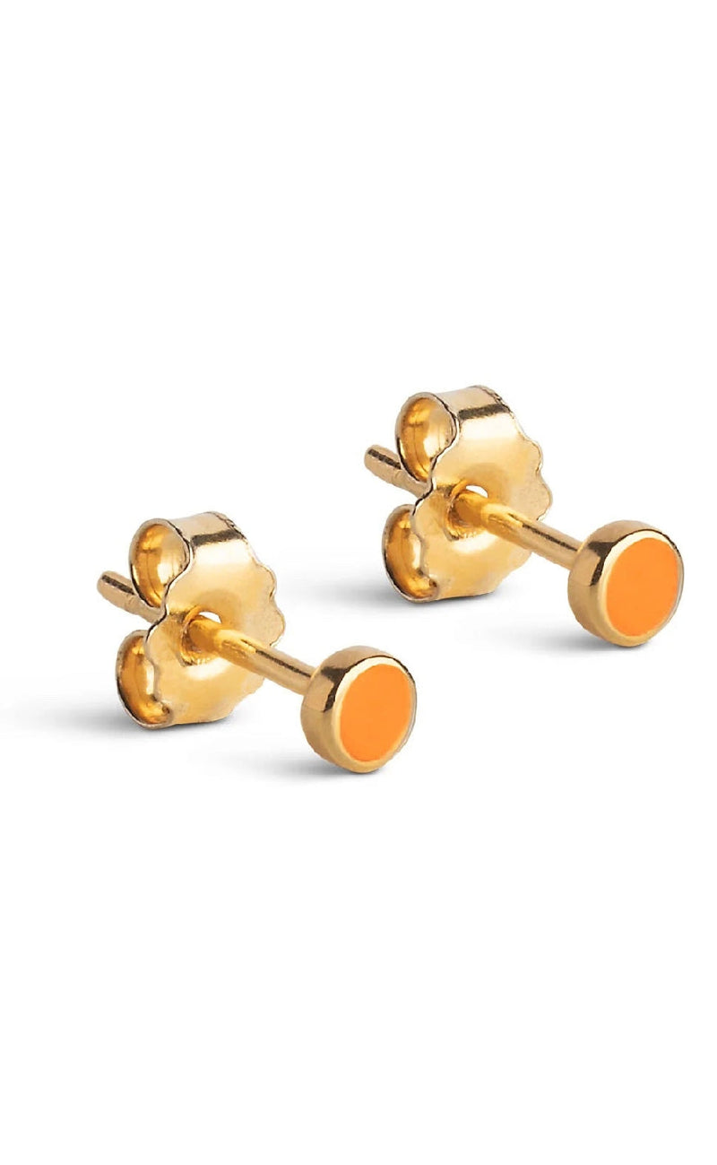 Enamel Copenhagen Øreringer - Stud Enamel Dot - Orange