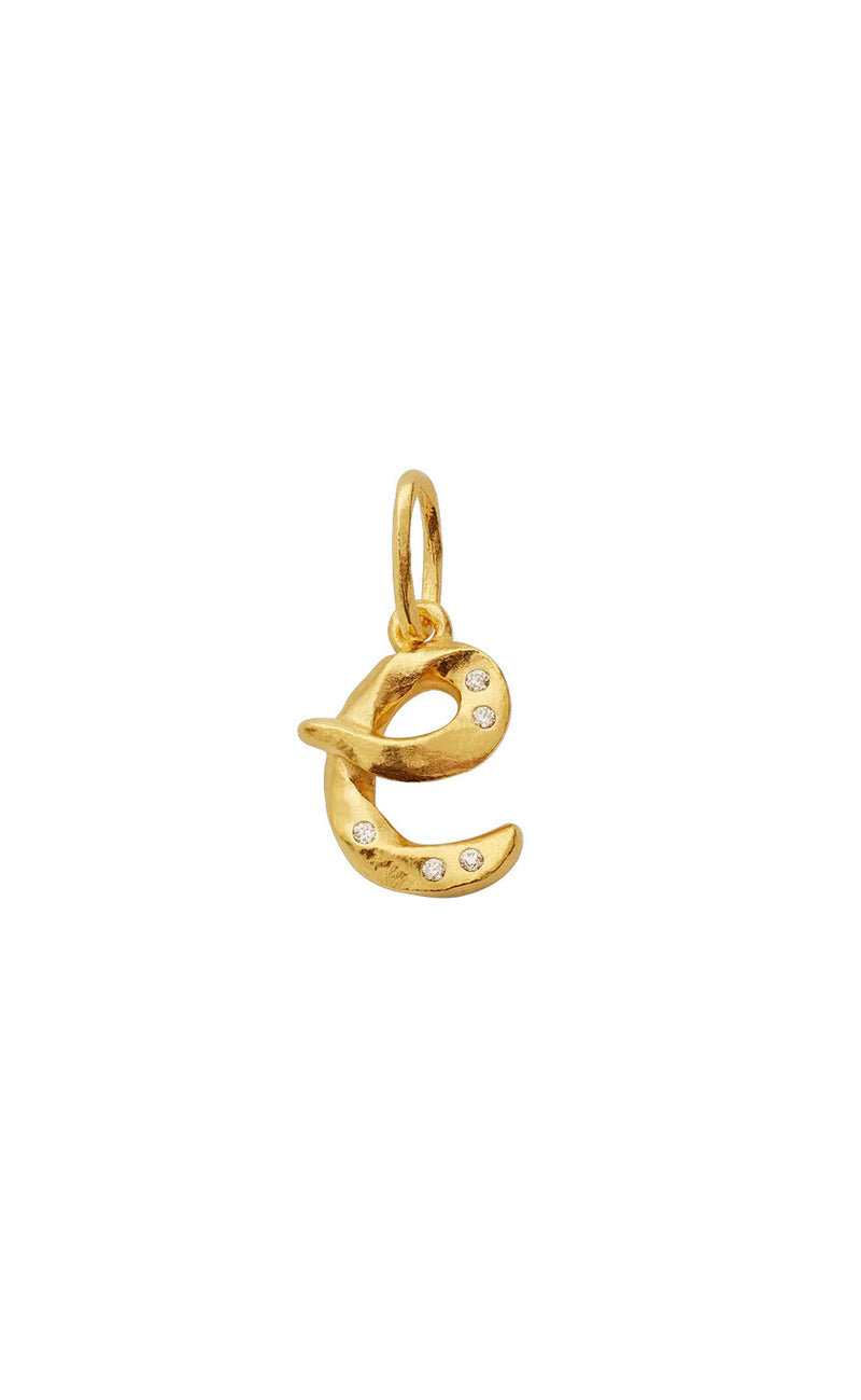Maanesten Vedhæng - E Alphabet - Gold Colour