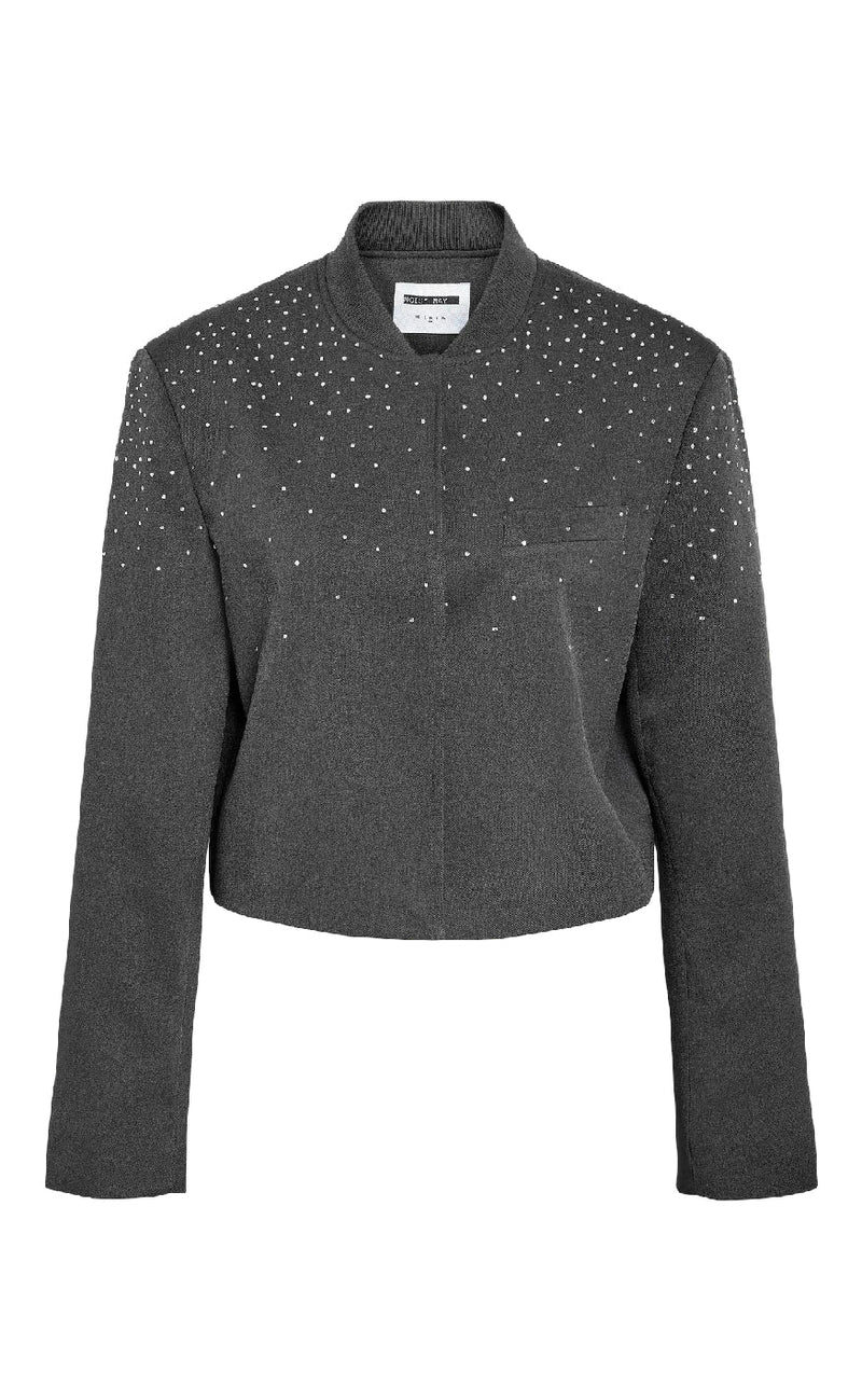 Noisy May Jakke - Ellie Rhinestone - Dark Grey Melange