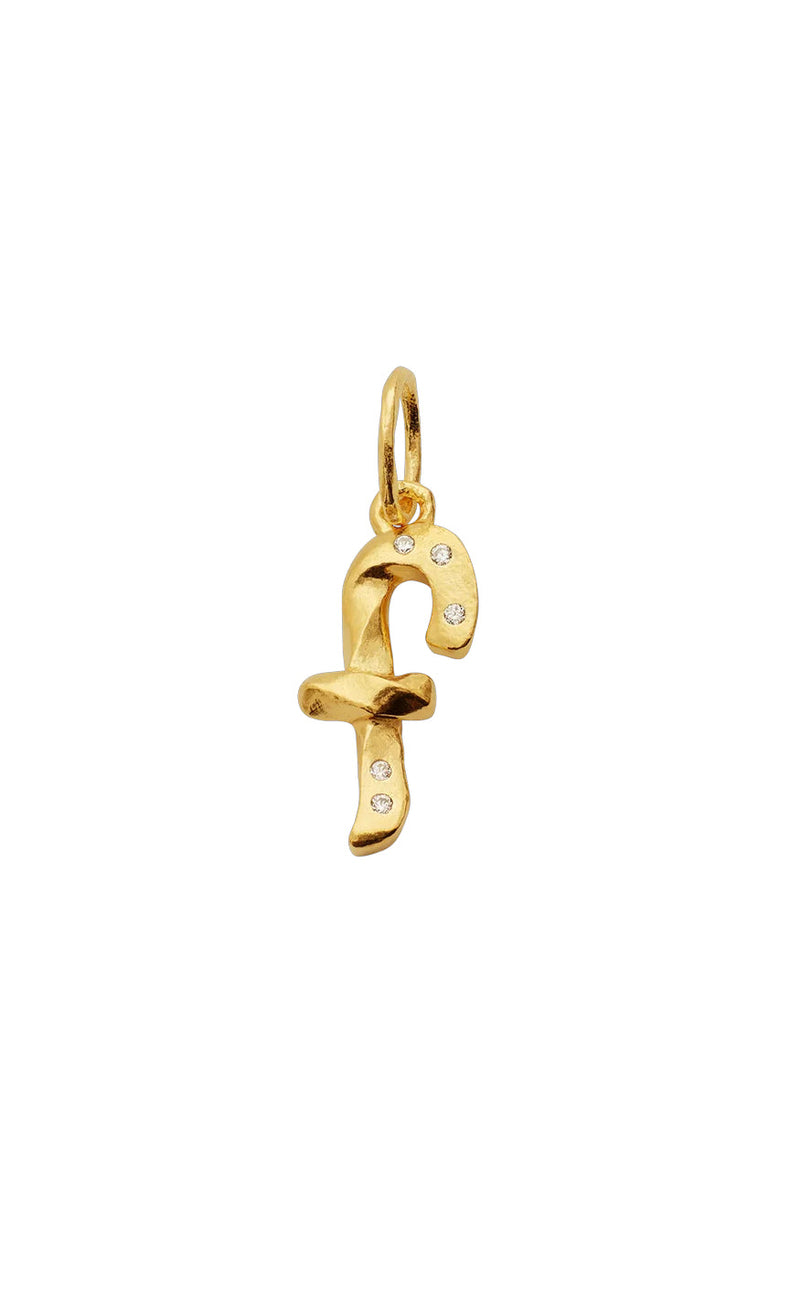 Maanesten Vedhæng - F Alphabet - Gold Colour