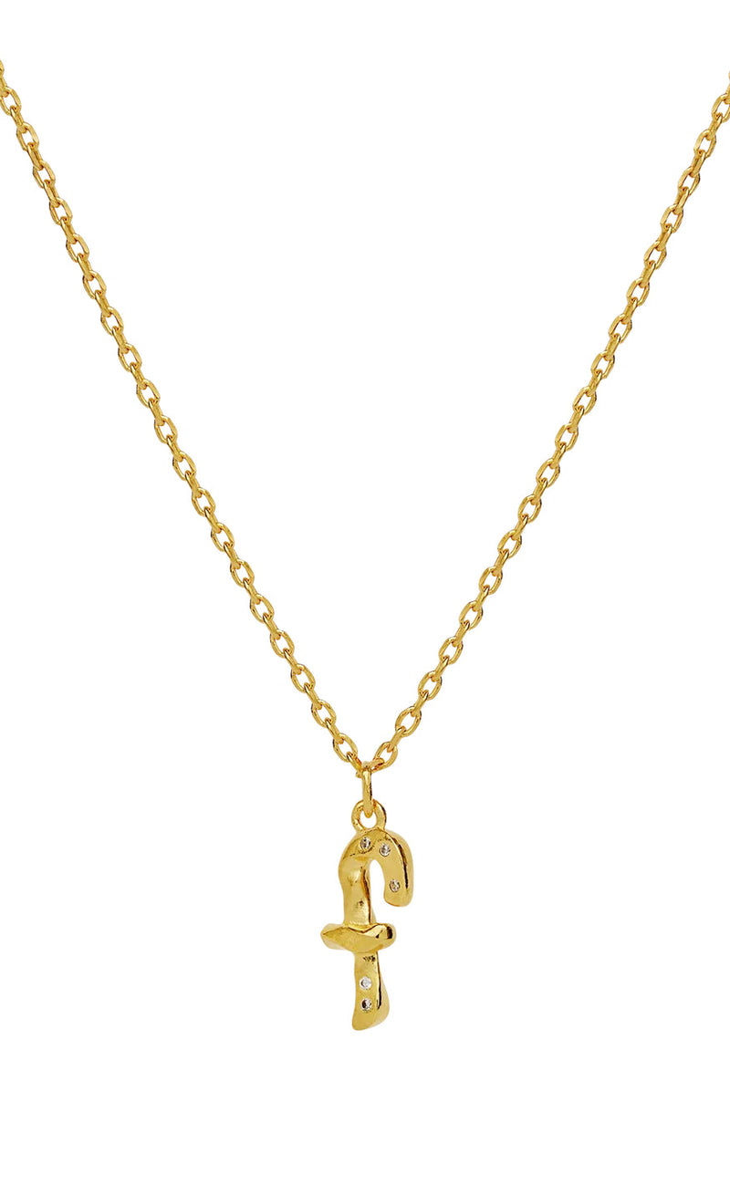 Maanesten Halskjede - F Alphabet - Gold Colour