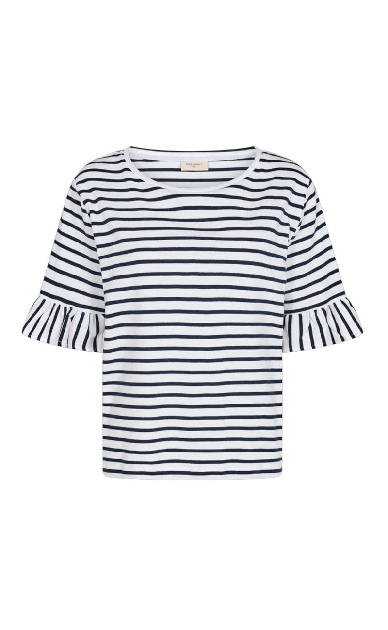 Freequent T-shirt - Marline - Brilliant White W. Navy Blazer
