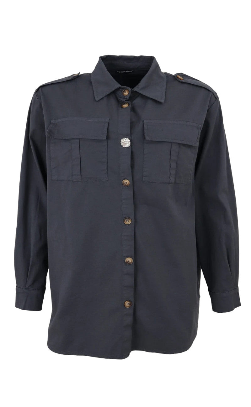 Black Colour Jakke - Canvas Oversize - Dark Grey