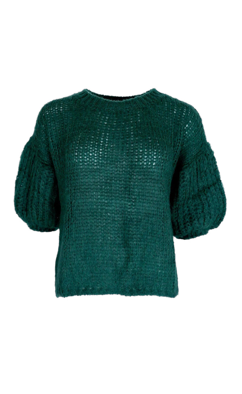 Black Colour Jumper - Casey Puff - Deep Green