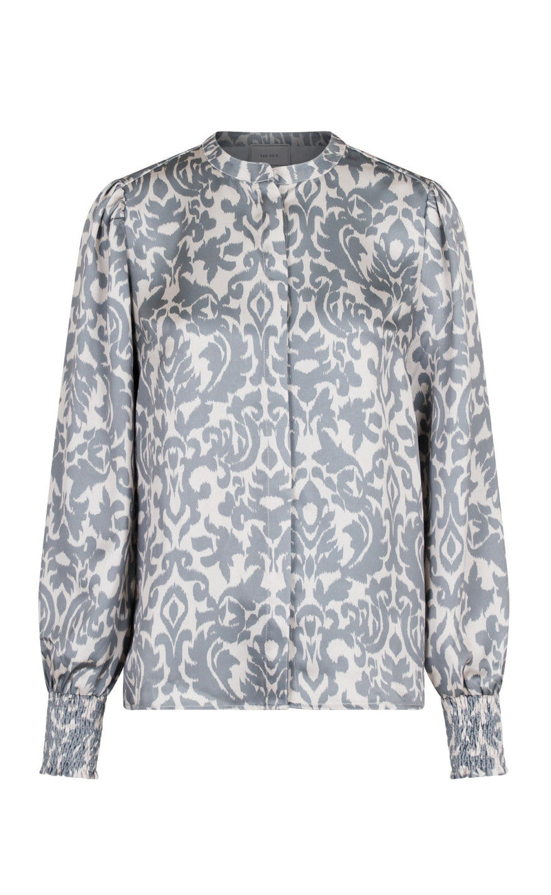 Neo Noir Blouse - Kala Flower Blur - Dusty Army