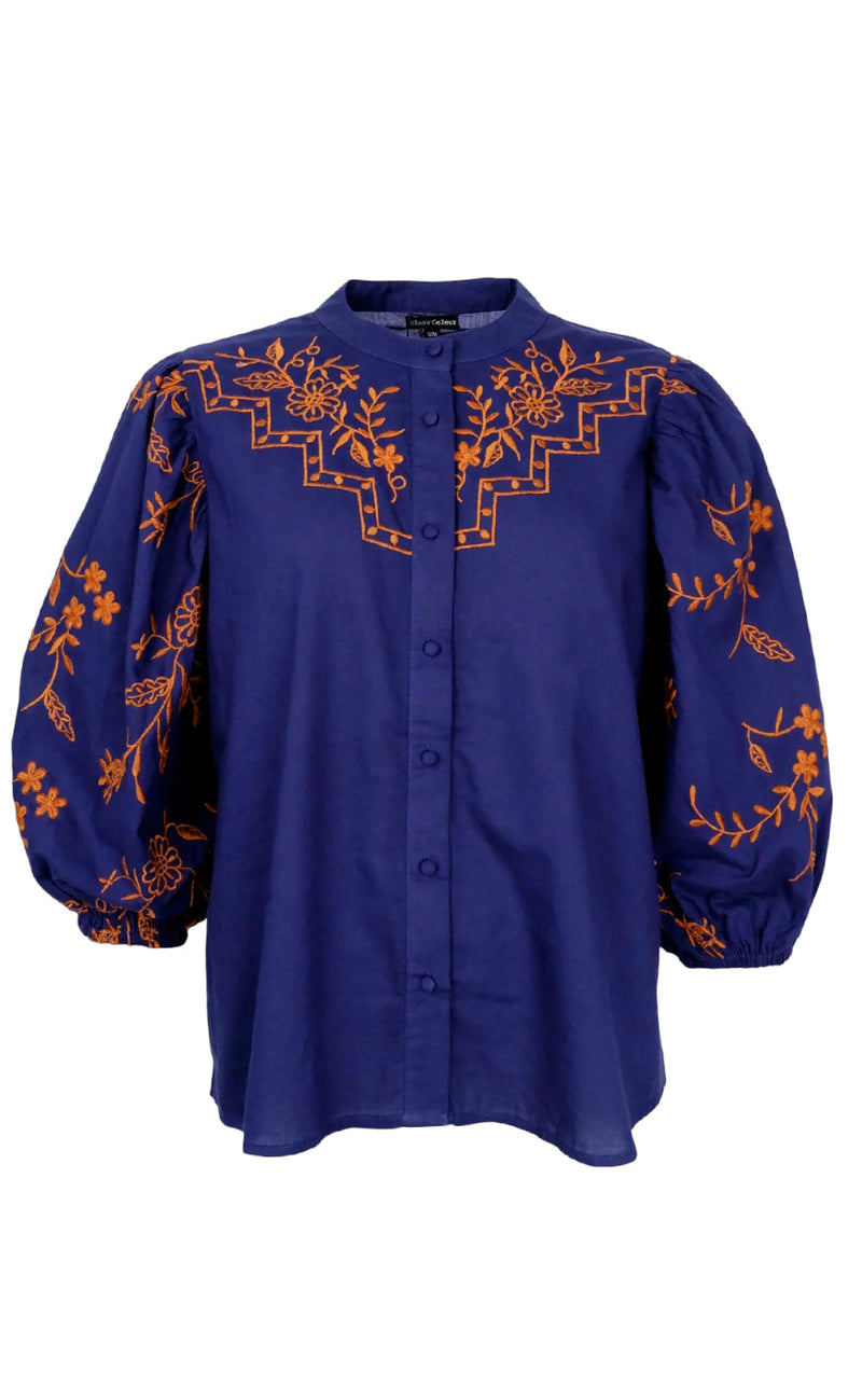 Black Colour Bluse - Fiona - Navy Blue
