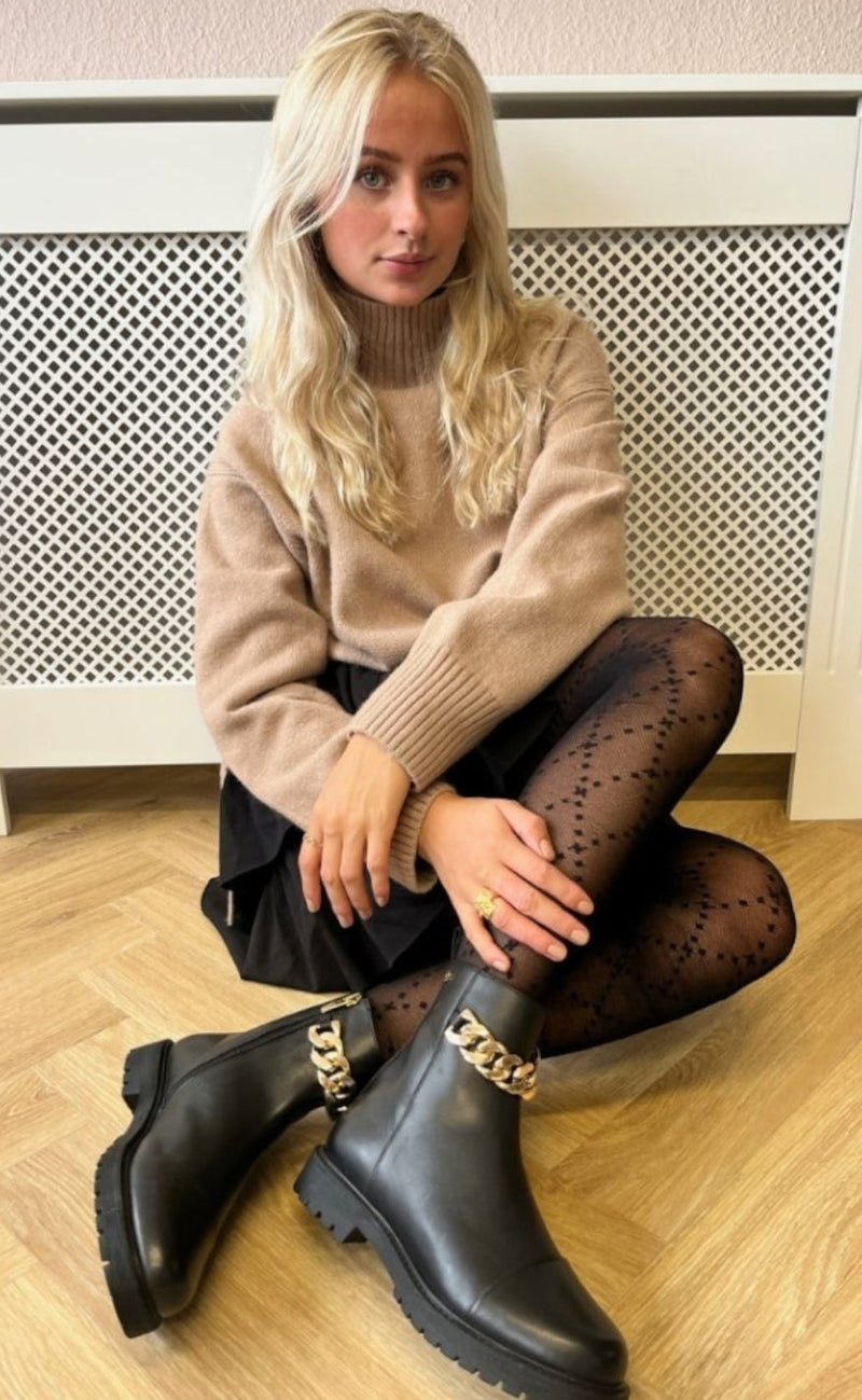 Copenhagen Shoes Støvler - Flower Eyes - Black/Gold