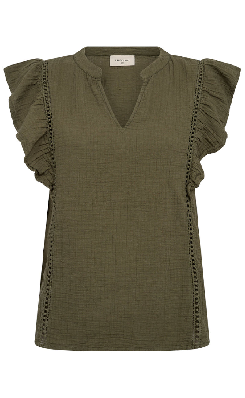 Freequent Bluse - Uline - Deep Lichen Green