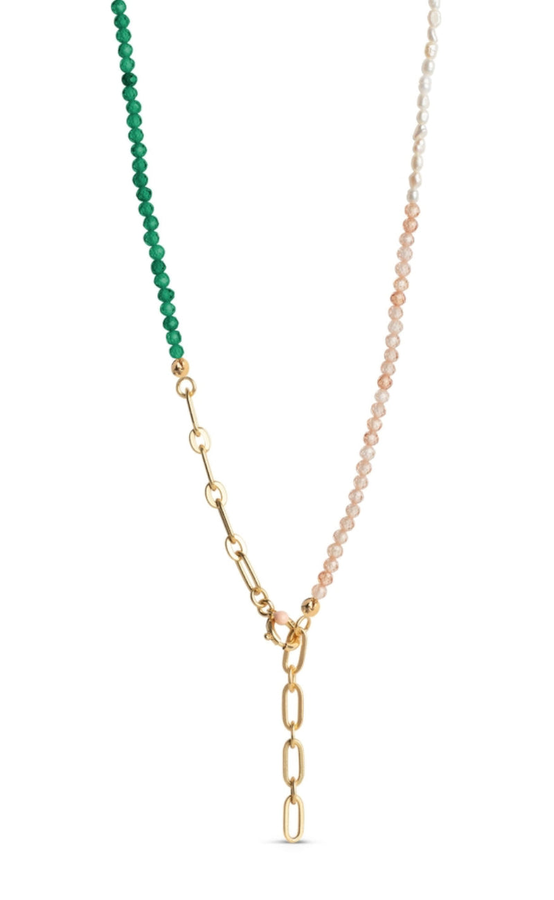 ENAMEL Copenhagen Halskjede - Gabriella - Green/Peach/Pearl
