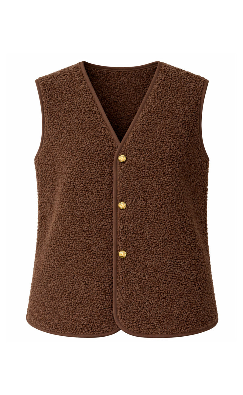 Say INA Copenhagen Fleece Vest - Gloria - Dark Brown