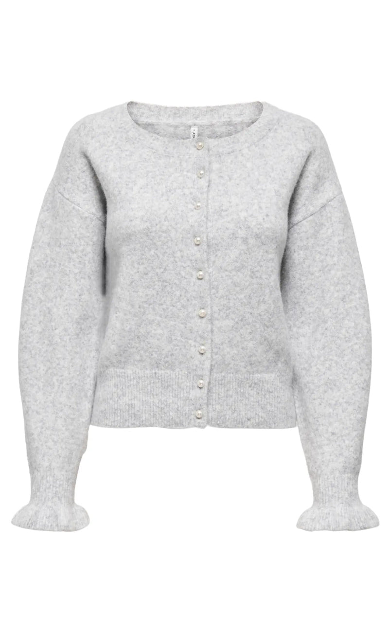 ONLY Cardigan - Rima - Light Grey Melange/Pearl Button