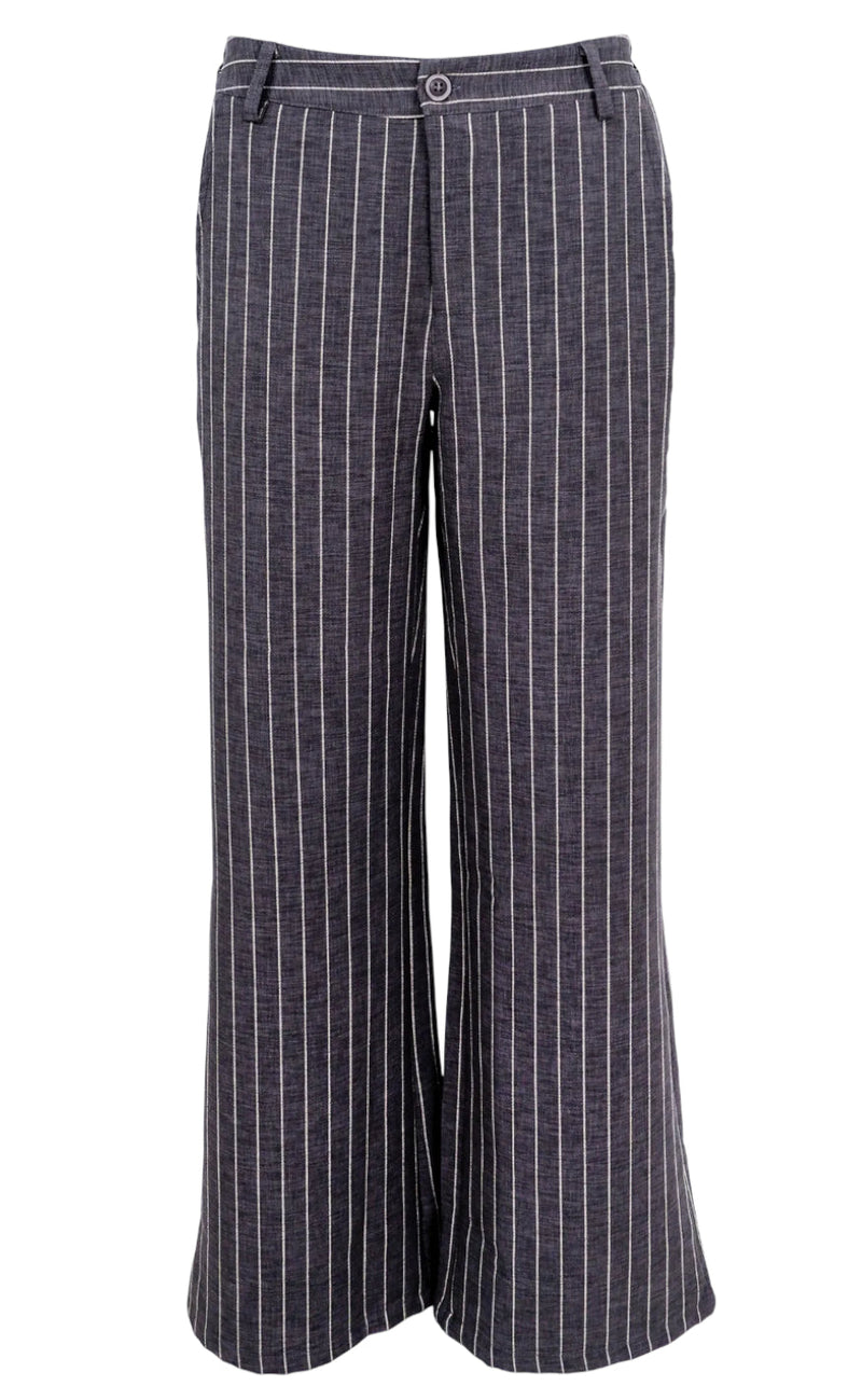 Black Colour Bukser - Chicago - Grey Stripe