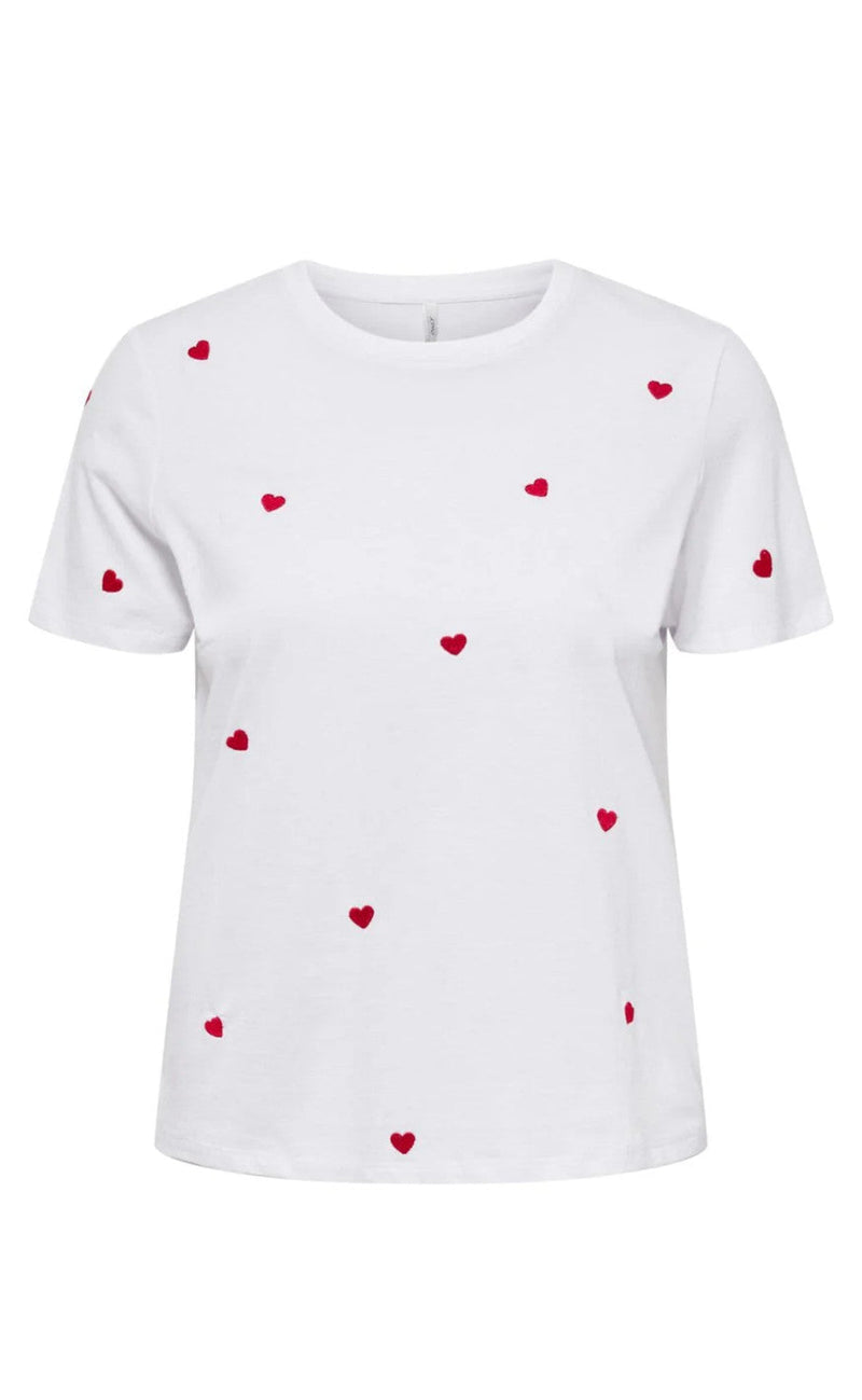 ONLY T-shirt - Ketty Life s/s - Bright White/Heart