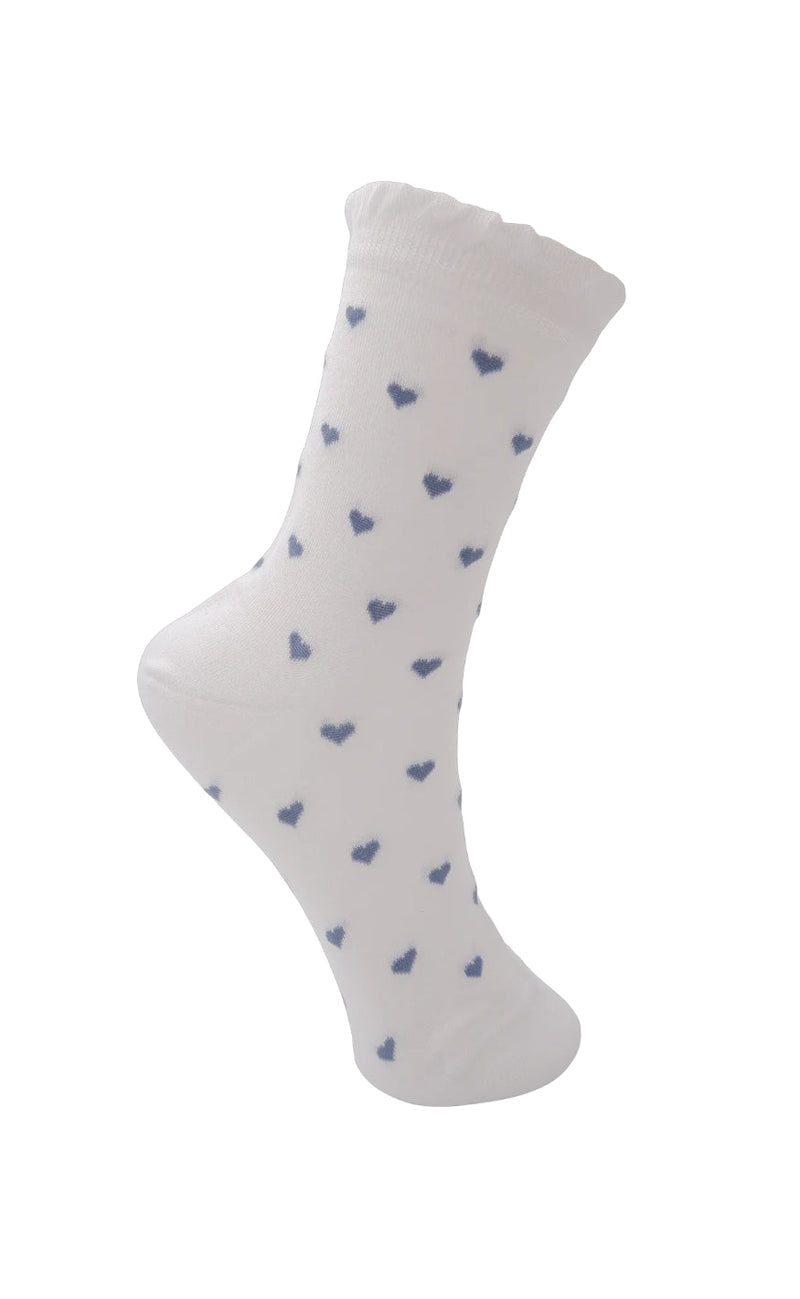 Black Colour Strømper - Hearts - White