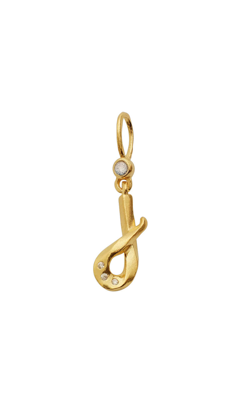 Maanesten Vedhæng - J Alphabet - Gold Colour