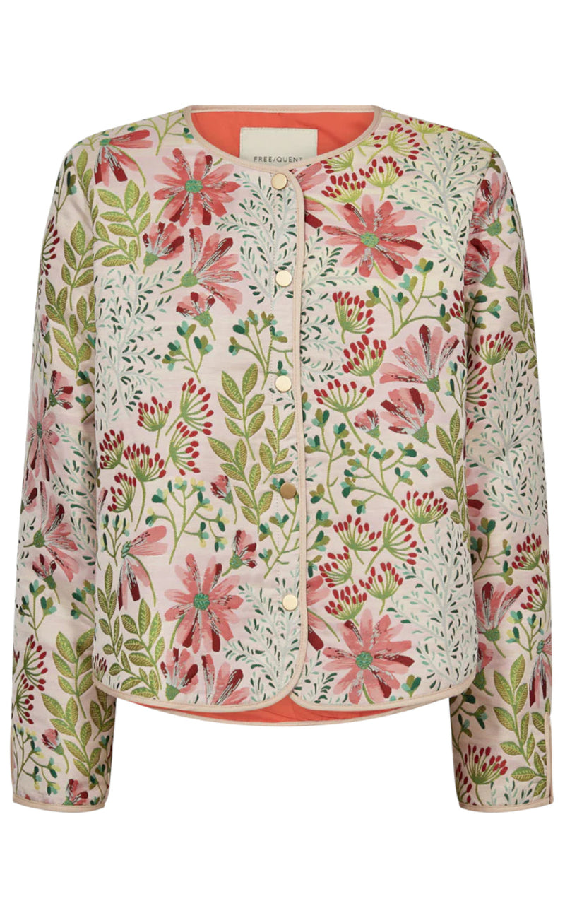 Freequent Jakke - Flowa - Moonbeam W. Hot Coral