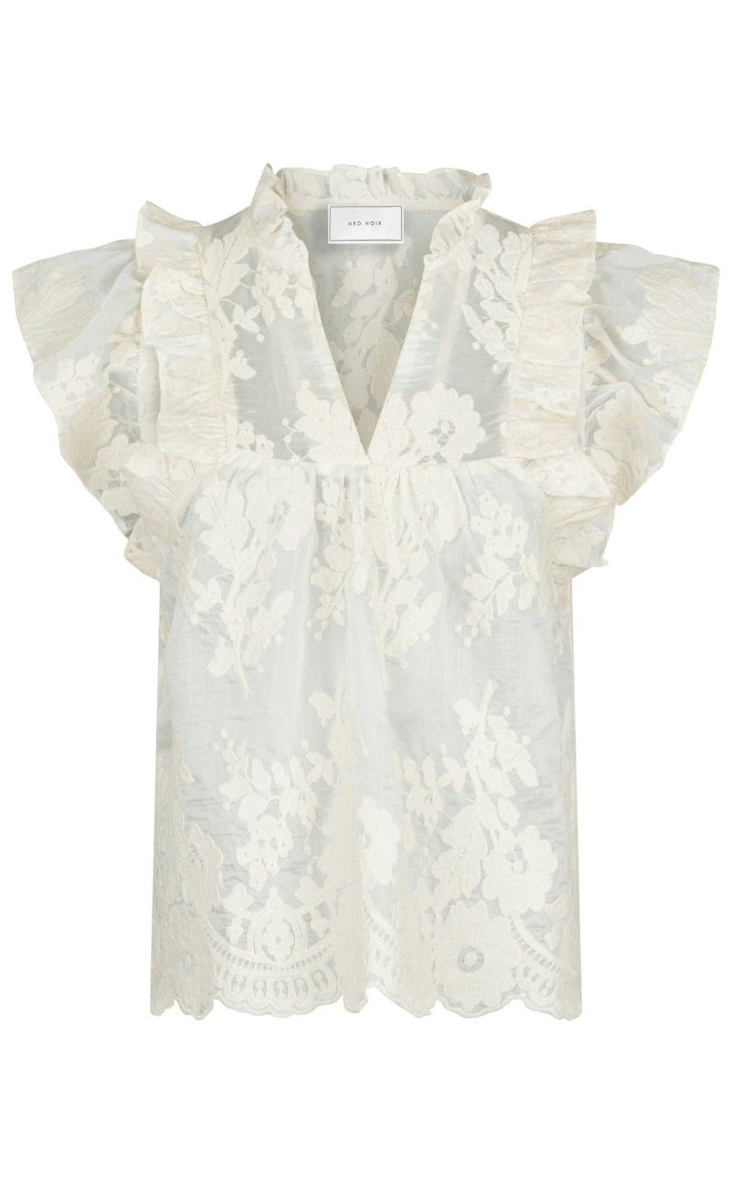 Neo Noir Topp - Jayla Big Embroidery - Off White