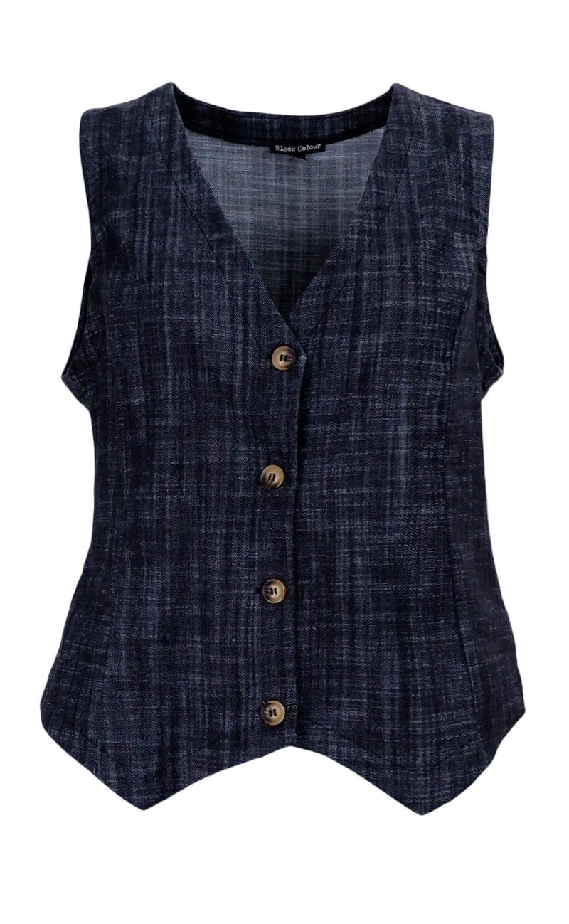 Black Colour Vest - Box - Black Denim