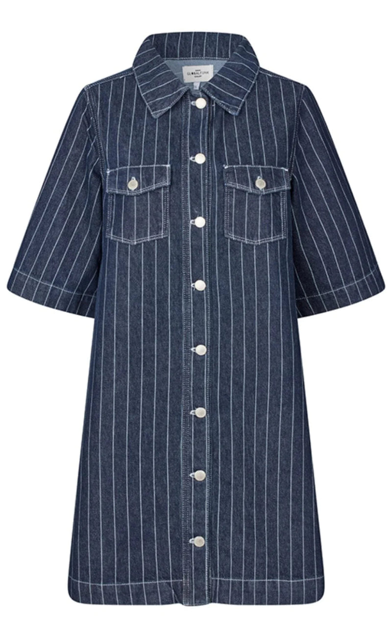 Global Funk Kjole - Mira-G - Navy Pinstripe