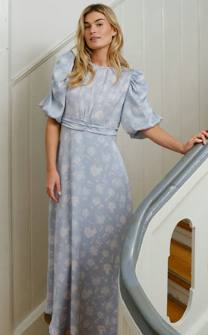 Neo Noir Kjole - Kikka Faded Flower - Light Blue