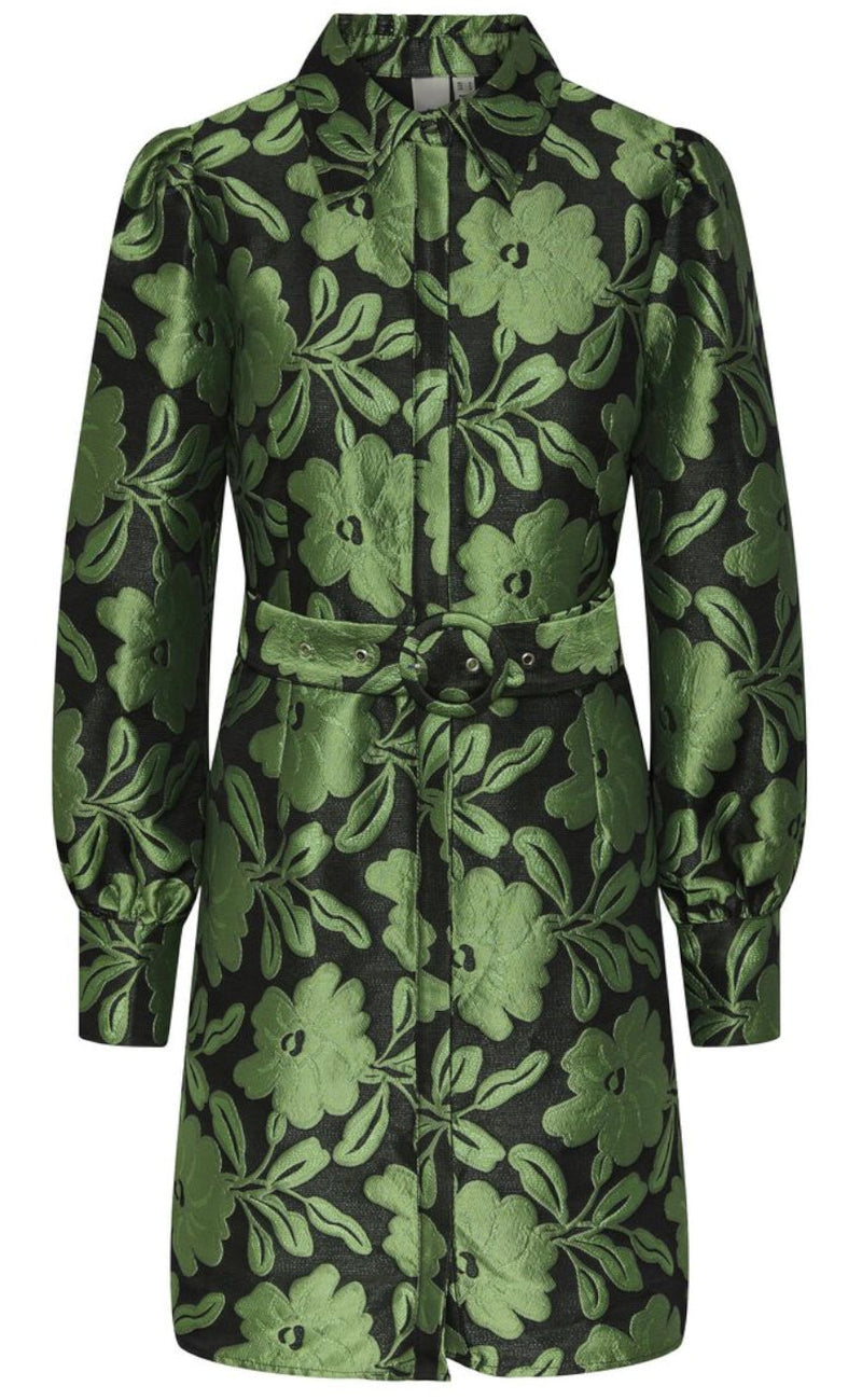 YAS Kjole - Sine Shirt - Black/Classic Green